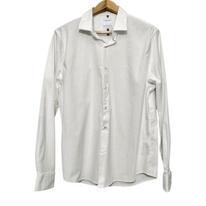 Denim & Flower Men's XL Dress Shirt White Button Down Collar Long Sleeve Career